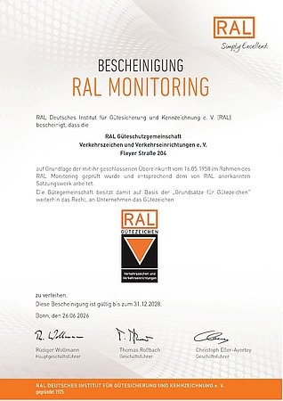 Bescheinigung RAL Monitoring vom 26.06.2026 Bescheinigung RAL Monitoring vom 26.06.2026